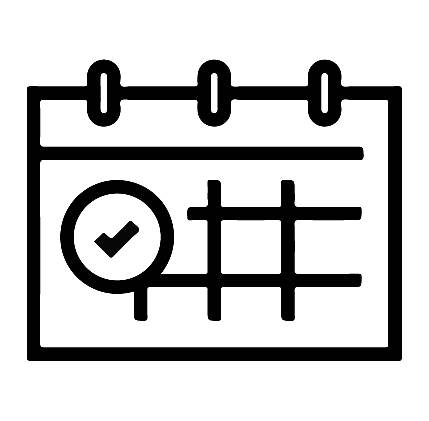 Icône d'un calendrier avec une coche.