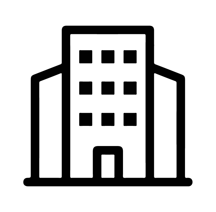 Icône représentant un bâtiment commercial surveillé par l'icône de détection de la violence de l'IA Sirix.