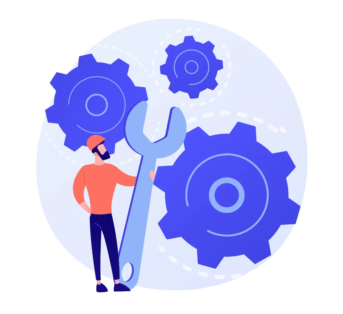 Illustration d'engrenages, symbolisant le progrès technologique dans l'histoire.