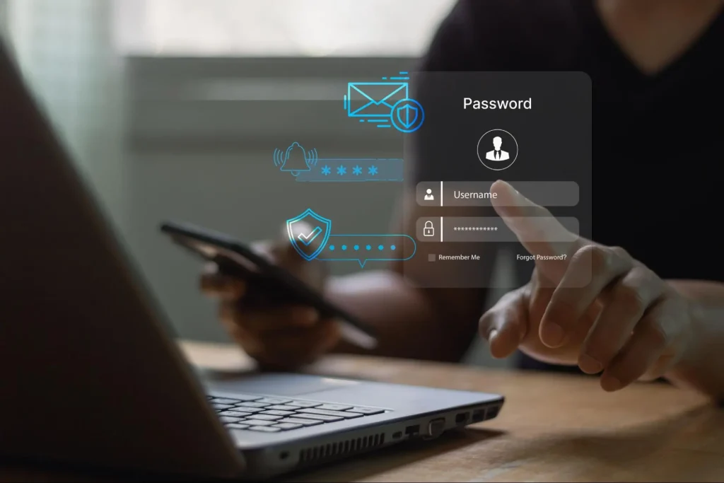 User login screen with secure authentication and password protection.