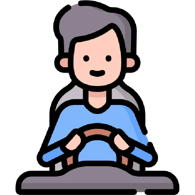 Une personne conduisant une voiture.