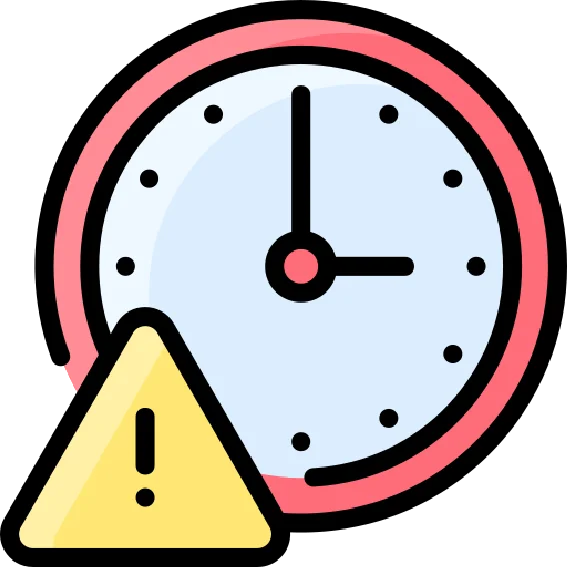 Parcomètre avec un symbole d'avertissement indiquant la limite de temps.