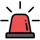 Icône d'alarme d'urgence rouge indiquant l'activation urgente de l'alarme pour travailleur isolé.