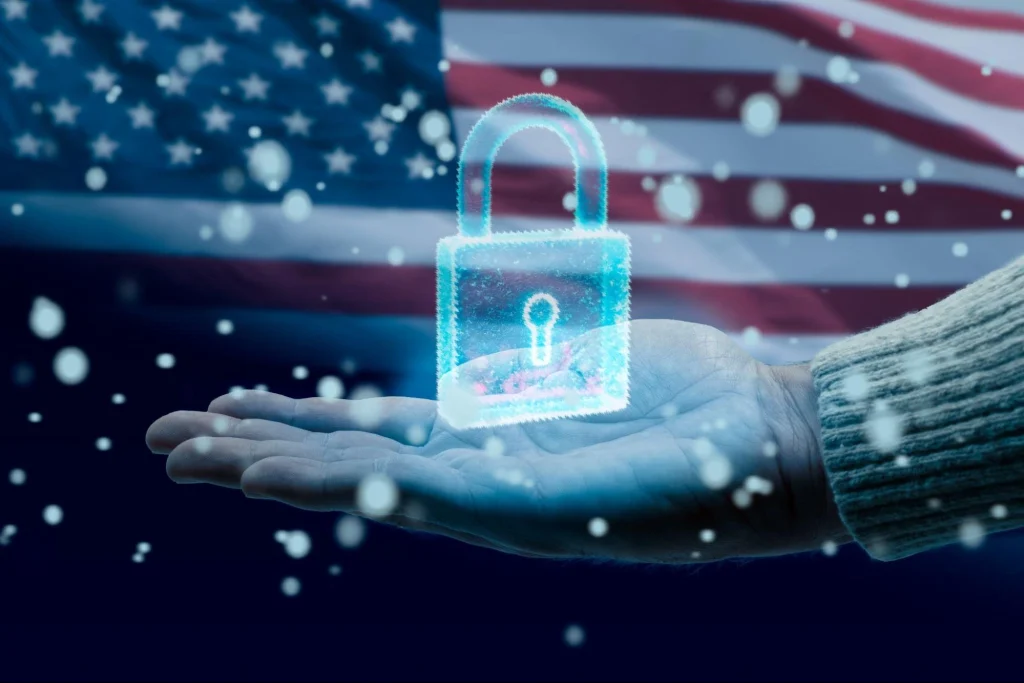 Cybersecurity lock symbolizing risks from government security budget cuts.