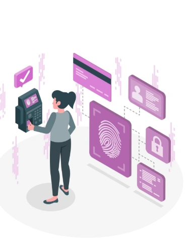 User scanning fingerprint for biometric access control system.