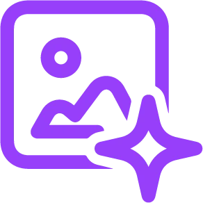 Icône d'image violette avec éclat pour la qualité d'image d'Aktivesense.