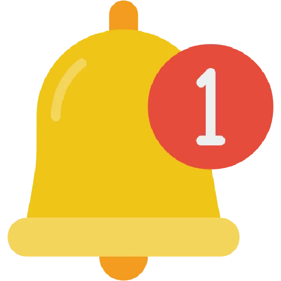 Icône de cloche jaune avec badge d'alerte pour les notifications en direct d'Aktivesense.