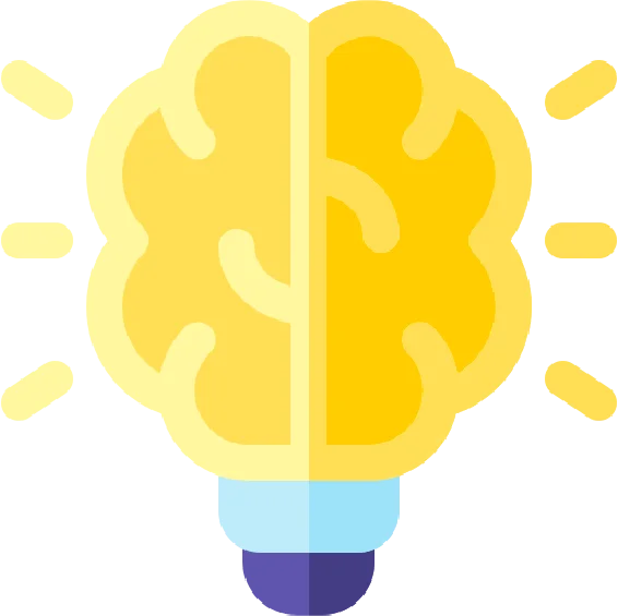 Icône de l'ampoule jaune du cerveau pour les alertes intelligentes d'Aktivesense.
