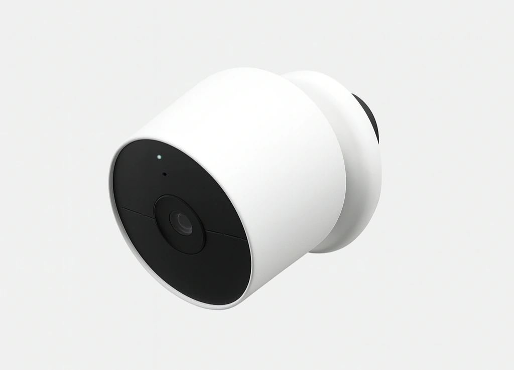 Compact indoor security camera with modern design for effective home monitoring and safety.