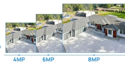 Side-by-side image quality comparison of PTZ cameras with 4MP, 6MP, and 8MP resolution capabilities