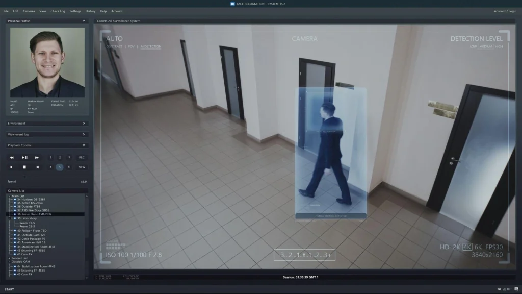IA détectant les mouvements humains dans un couloir à l'aide de la reconnaissance faciale.